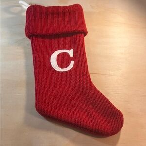Red Knit Christmas Stocking with Letter C